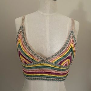 NWT Juniper Blu rainbow crochet top size small